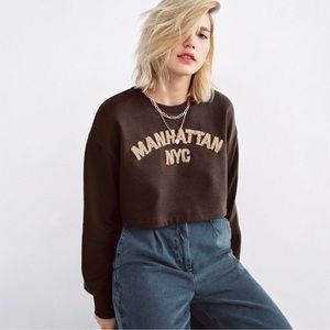 Zara Brown Manhattan NYC Cropped Sweater